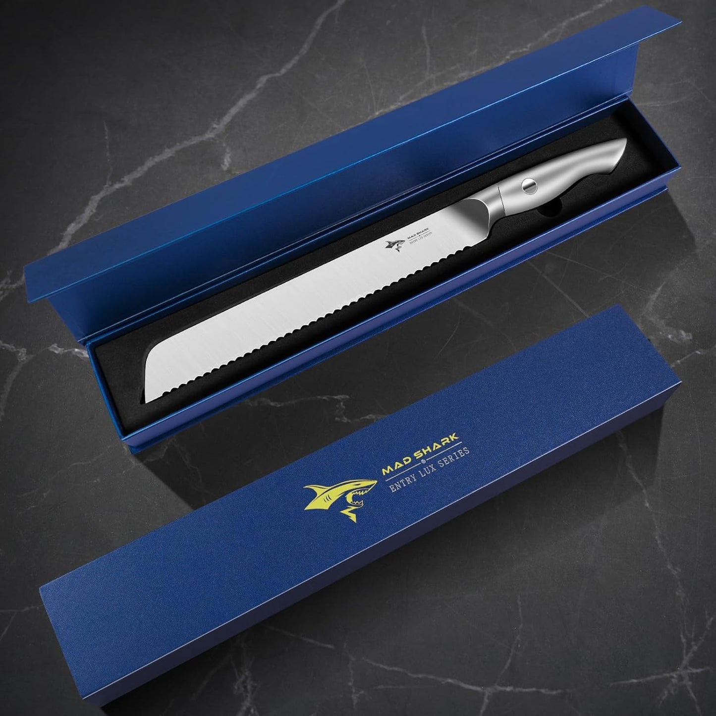 MAD SHARK Bread Knife 8 Inch, Razor Sharp Blade from German Molybdenum-vanadium Steel, Professional Serrated Bread Knife for Homemade Bread, Sourdough Cutting (8 inch)