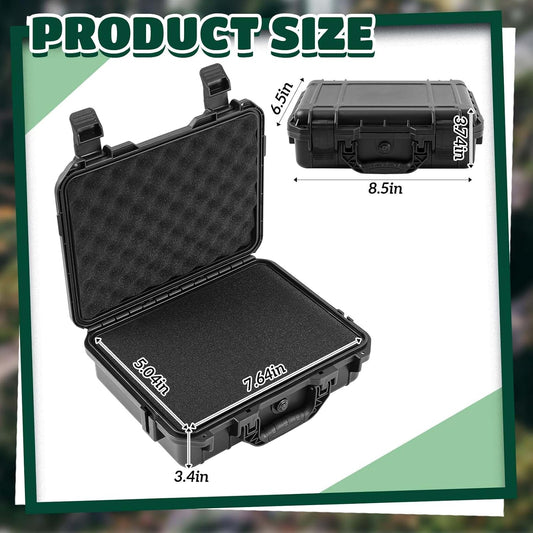 Relaxweex 1 Pcs Waterproof Hard Case with DIY Customizable Foam Insert Portable Protective Case with Knife for Camera Drones Equipments Tools Test Instruments(Black,14.3 x 11.4 x 4.5 Inch)