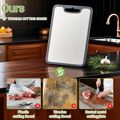 Titanium Cutting Board set of 3,Metal Cutting Boards for Kitchen,Stainless Steel Cutting Board, Chopping Boards for Kitchen and Camping,Silicone Edge for Non-Slip & Non-Cut 3Pcs(L+M+S)