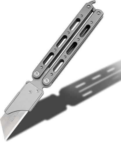 Titanium Utility Knife with Clip Mini Pry Bar EDC Box Cutter Flipper Pocket Knife For Outdoor