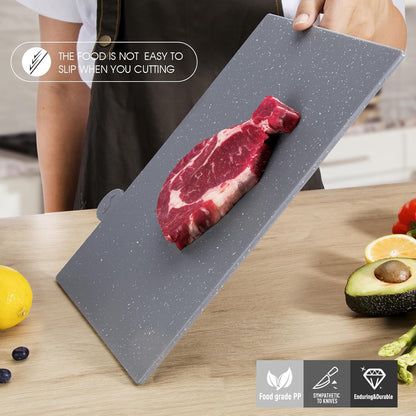 Masthome Index Chopping Board Set, 4-Pieces Plastic Cutting Boards with Food Icons and Storage Stand, BPA Free, Dishwasher Safe, Professional Chopping Board Set for Kitchen