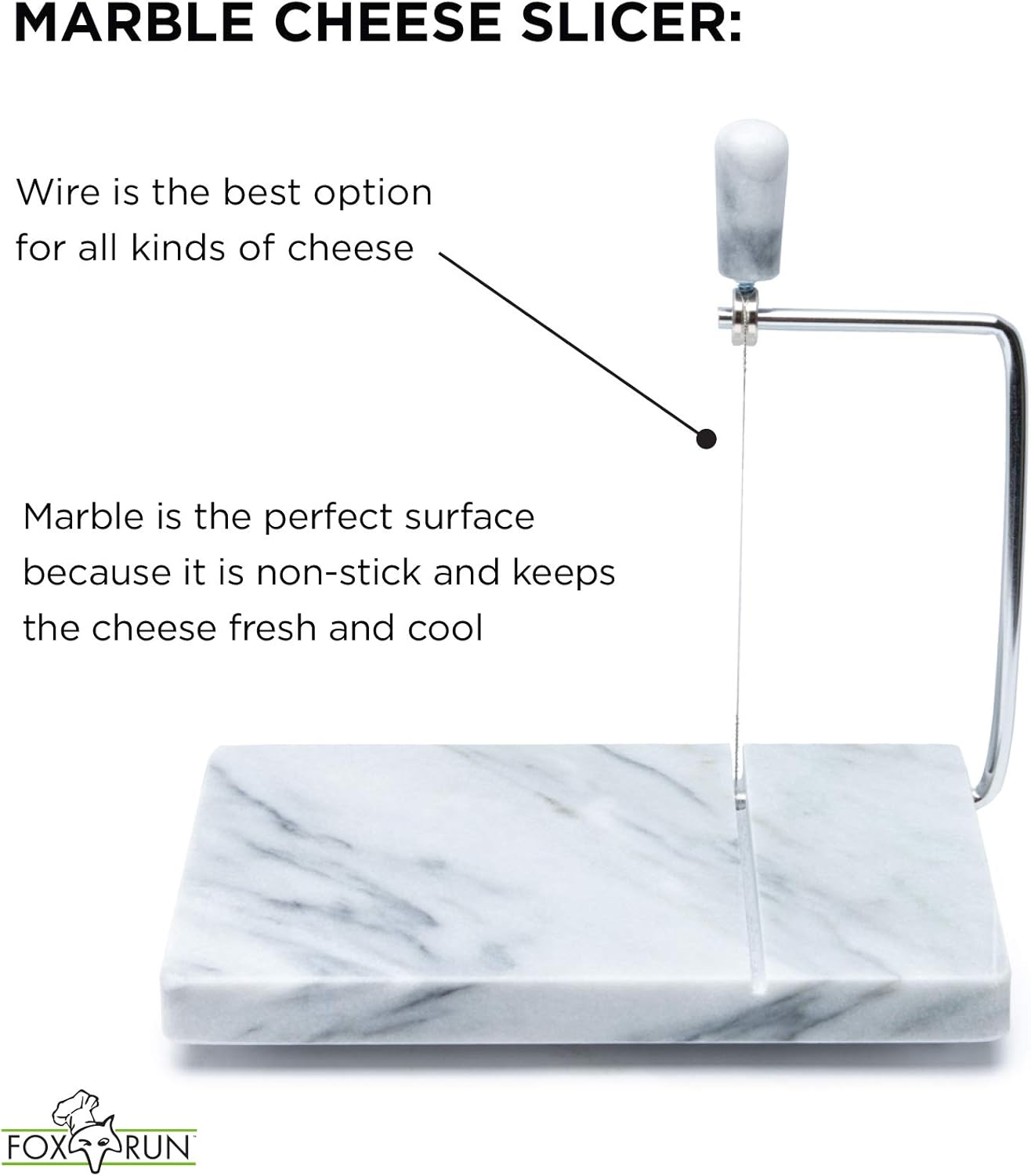 Fox Run Brands 3841COM Fox Run 3841 Marble Cheese Slicer, White