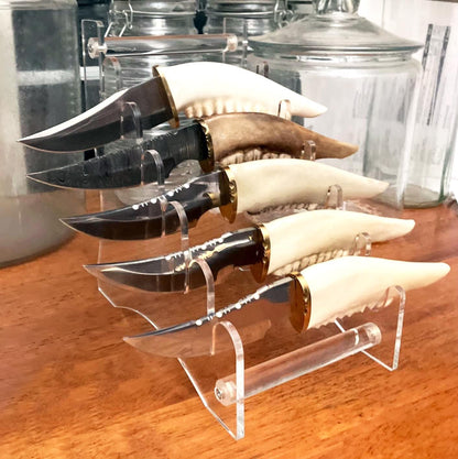 WANLIAN Dagger holder Hunting knife holder Fixed blade knife holder Acrylic tabletop display stand holds 6 knives (Black)