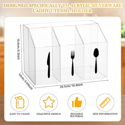 Chunful Acrylic Cutlery Storage Organizer Bin Silverware Caddy Countertop Napkins Flatware Spoon Fork Knife for Cabinet Indoor Outdoor Home Flatware Dining Room10.43 x 6.54 x 3.94 Inches