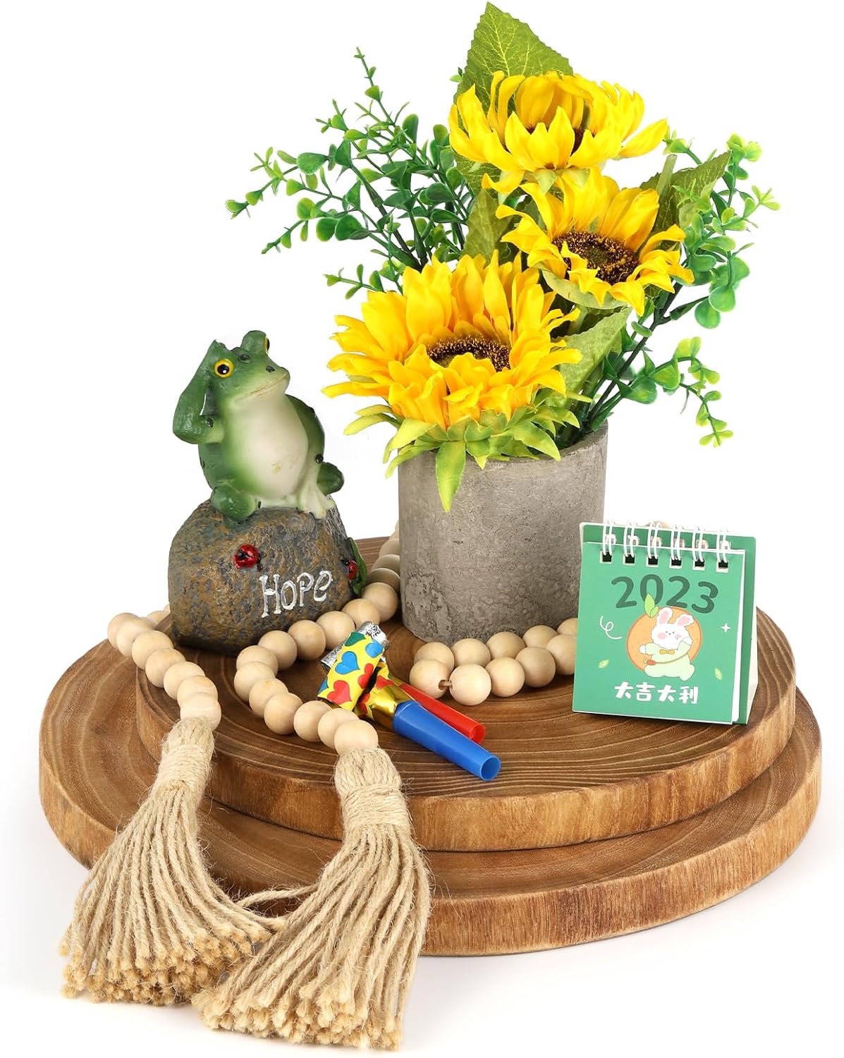 Nicunom 2 Pack Large Wood Slab Serving Board, 9"-10"/11"-12" Wood Cheese Server Round Board, Wooden Slices for Table Centerpieces