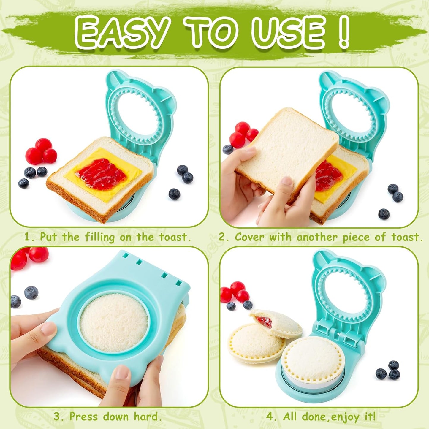 Nifogo Uncrustable Sandwich Cutter Maker, Large Sandwich Cutter and Sealer for Kids Children Boys Girls Lunch Breakfast