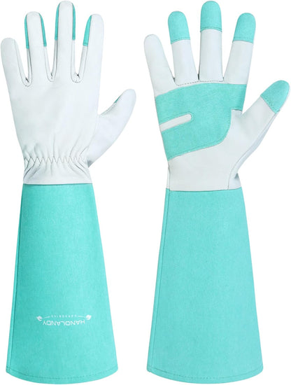 HANDLANDY Rose Pruning Gloves for Men & Women, Long Thorn Proof Gardening Gloves, Breathable Pigskin Leather Gauntlet, Best Garden Gifts & Tools for Gardener