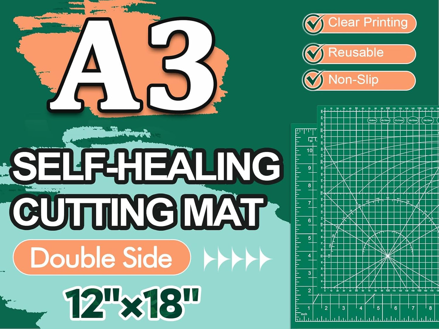 10 Pcs Self Healing Cutting Mat Bulk, 12"×18" Rotary Cutting Mats for Crafts, A3 Sewing Boards for Fabric Quilting Scrapbooking Precision Cutting Double Sided 5-Ply
