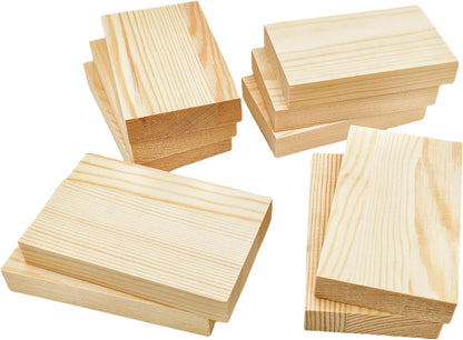 4PCS Rectangle Wood Boards Unfinished Wood Blocks for Crafting, 8x6x1in Blank Whittling Wooden Blocks for Wood Carving,Painting & Burning
