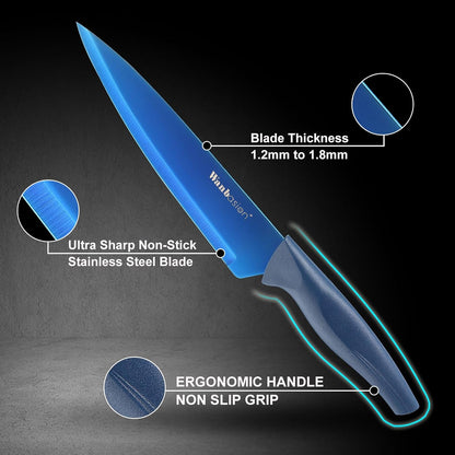 Wanbasion Purple Professional Kitchen Knife Chef Set, Stainless Steel, Dishwasher Safe with Covers