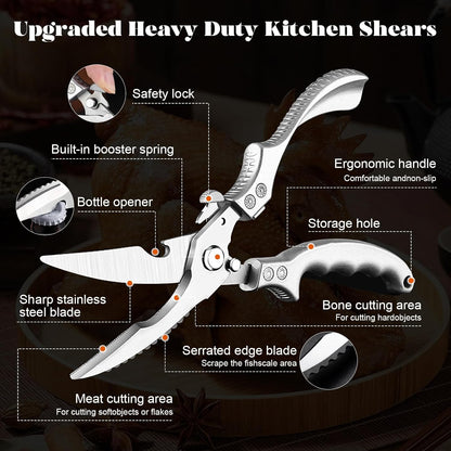 SiXing Kitchen Shears – Heavy Duty & Dishwasher Safe-Professional Stainless Steel Scissors for Meat, Poultry, Herbs. Sharp, Rust-Proof with Comfort Grip. Multi-Use Cooking Tool for Chefs & Home.