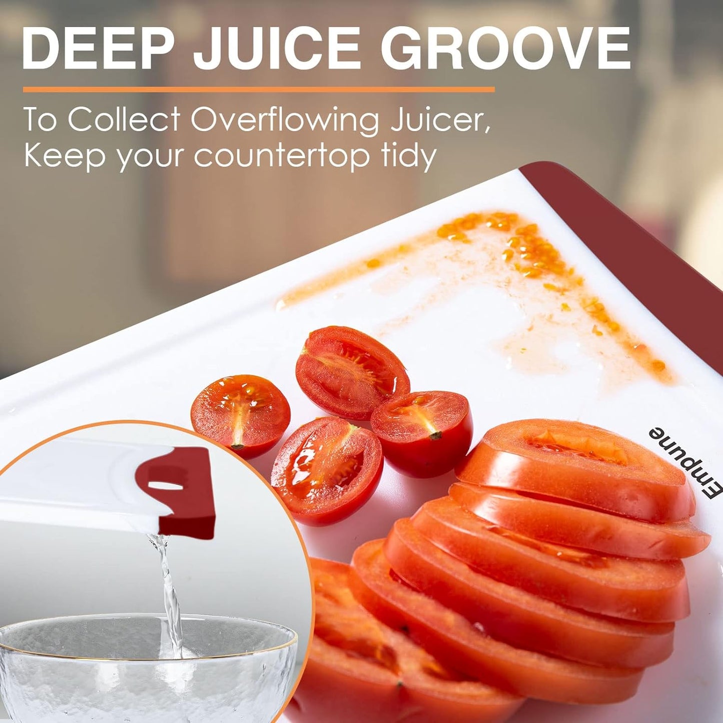 Empune Extra Large Cutting Boards, Plastic Cutting Boards for Kitchen (Set of 4) Cutting Board Set Dishwasher Safe Chopping Board with Juice Grooves Easy-Grip Handles, Black