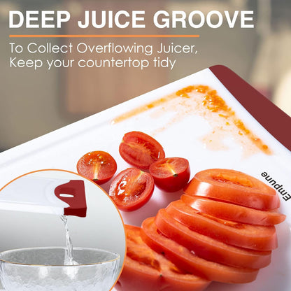 Empune Extra Large Cutting Boards, Plastic Cutting Boards for Kitchen (Set of 4) Cutting Board Set Dishwasher Safe Chopping Board with Juice Grooves Easy-Grip Handles, Black