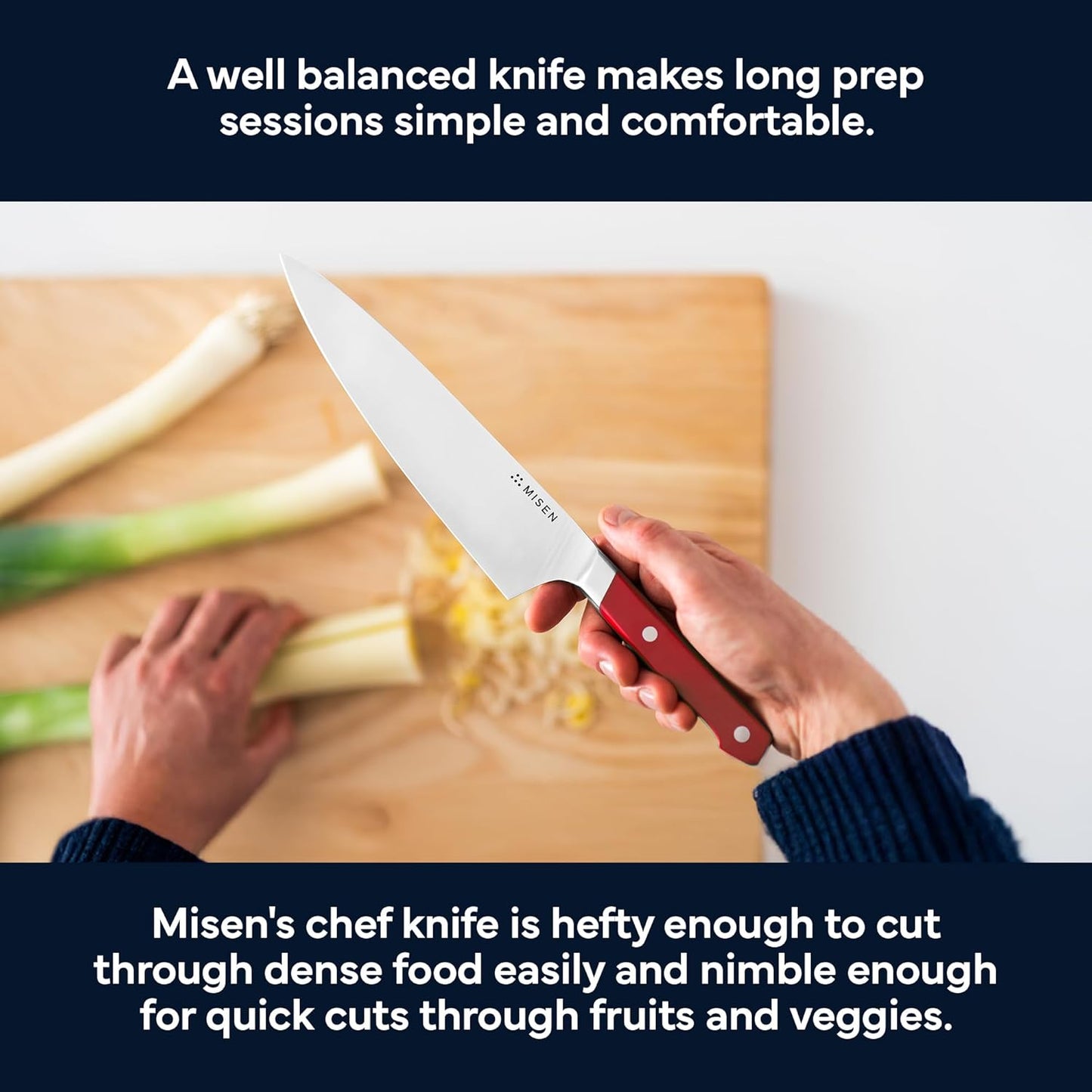 Misen 8" Chef Knife – High Carbon Japanese AUS-10 Stainless Steel – Hybrid German & Japanese Blade – Precision Kitchen Knife for Professionals & Home Cooks – Ultimate Cutting Performance - Green