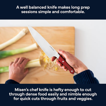 Misen 8" Chef Knife – High Carbon Japanese AUS-10 Stainless Steel – Hybrid German & Japanese Blade – Precision Kitchen Knife for Professionals & Home Cooks – Ultimate Cutting Performance - Green