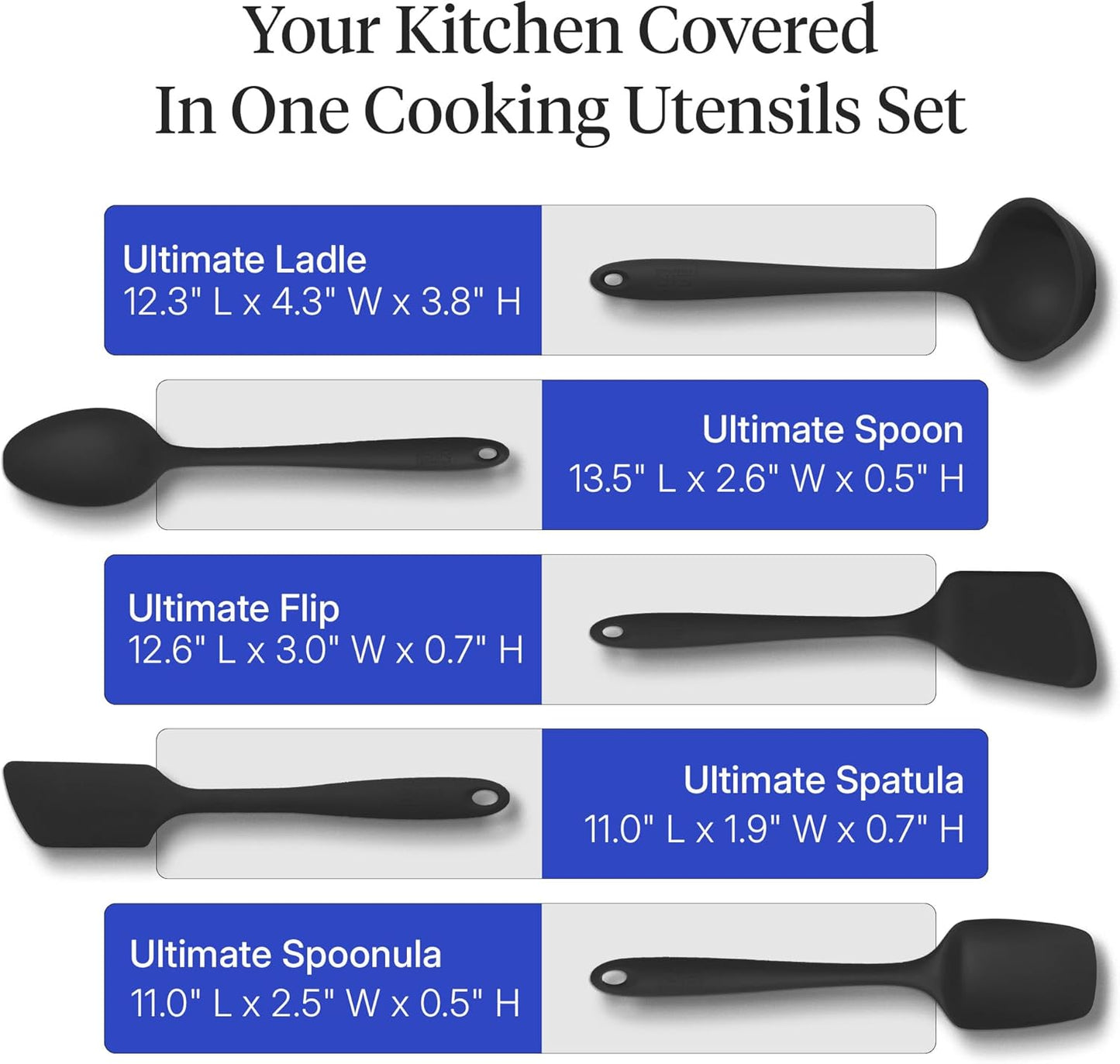 GIR: Get It Right 5 Piece Silicone Ultimate Kitchen Utensils Set - Ladle, Spatula, Flip, Spoon & Spoonula - Non-Toxic Cooking Utensils for Nonstick Cookware, Cooking and Baking - Red