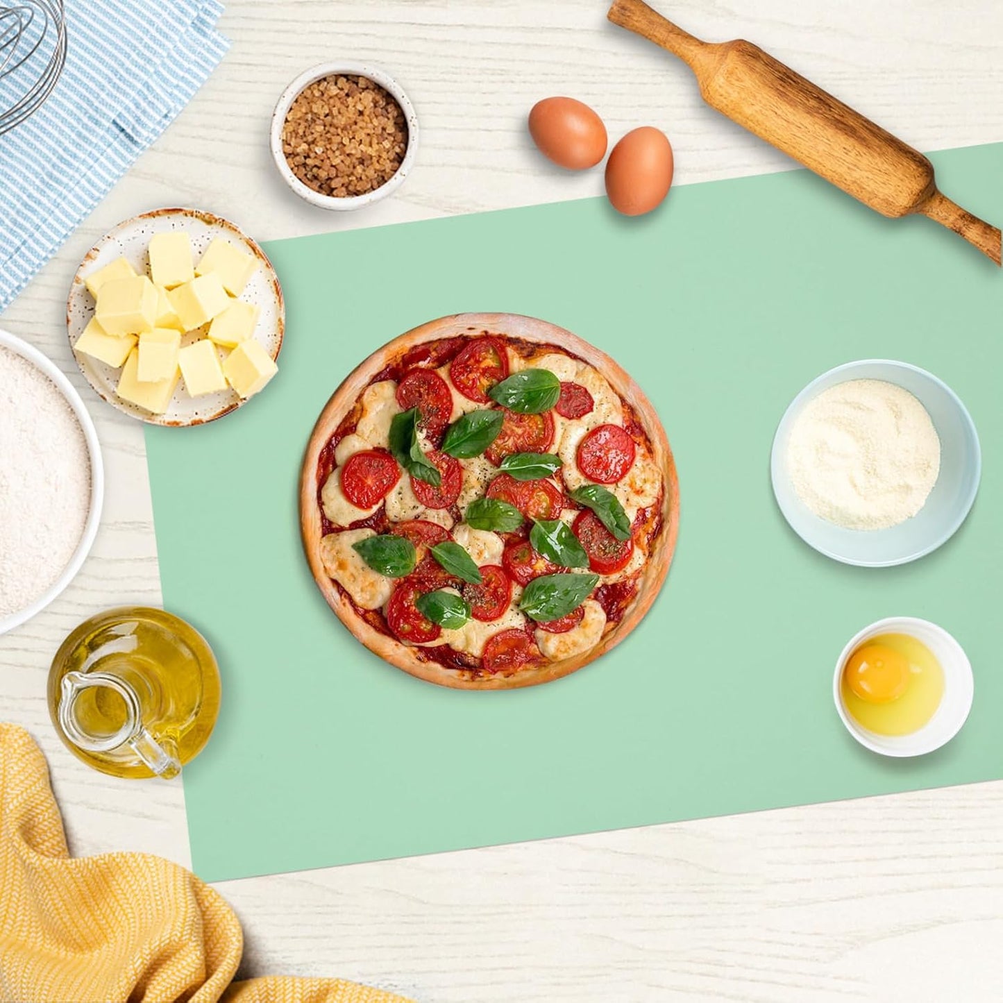 Silicone Mats for Kitchen Counter Thicker Extra Large Heat Resistant Mats Countertop Protector Liners for Bottom of Oven Air Fryer Coffee Maker, 24" x 16" x 2 mm, Translucent