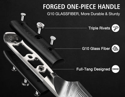 SHAN ZU Chef Knife 8 Inch Japanese Steel Damascus Kitchen Knife, Professional Kitchen Knives Sharp High Carbon Super Steel Kitchen Utility Knife