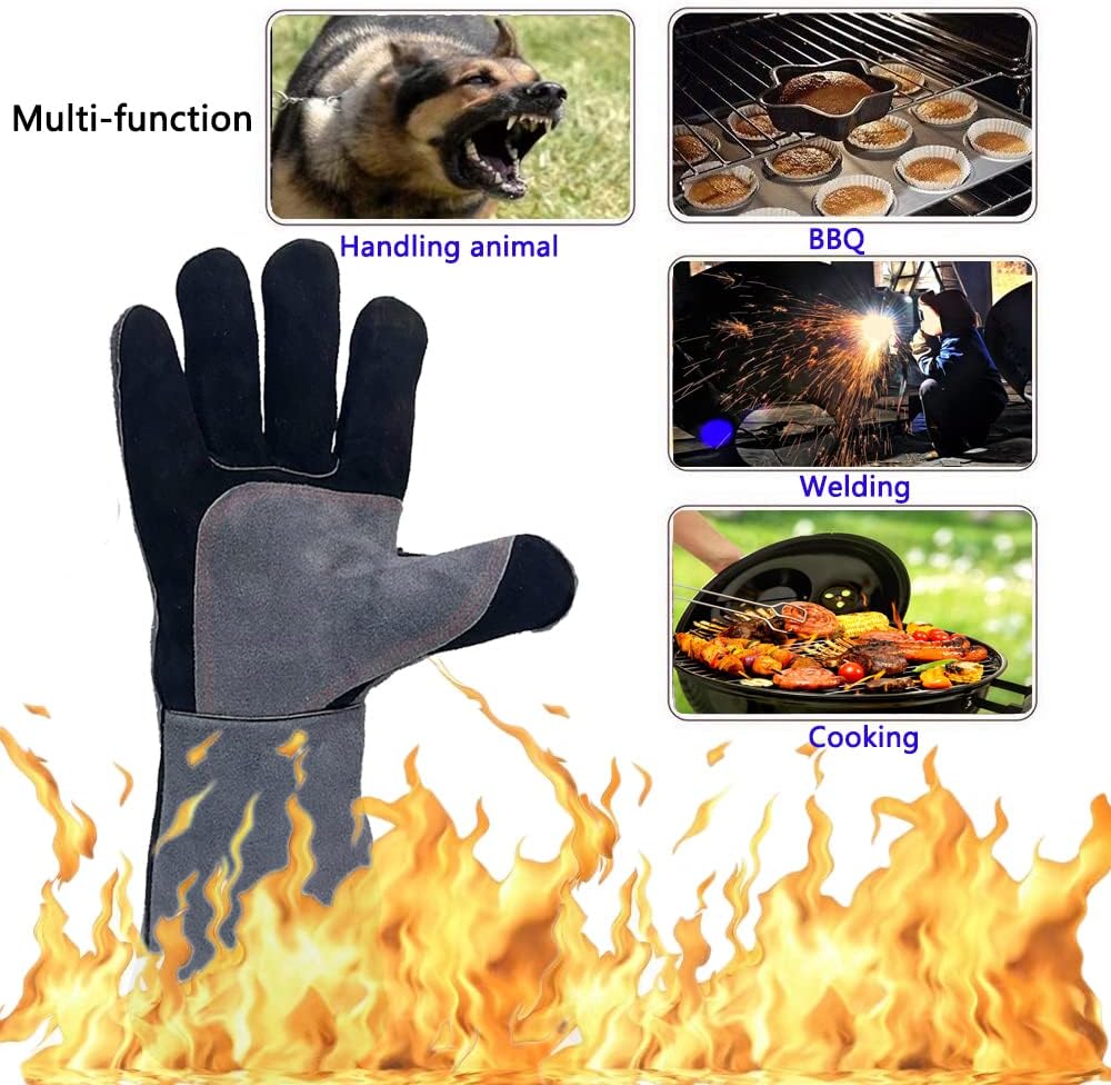 Welding Gloves Large 16 Inches 932℉ Heat Resistant Leather Forge/Mig/Stick Fire Resistant Gloves