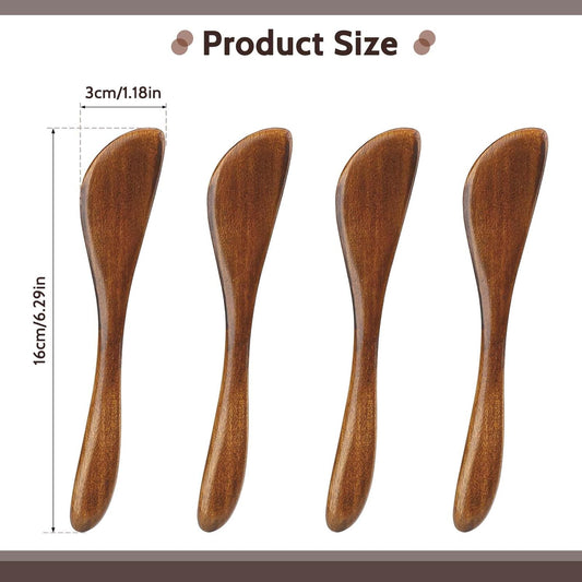 Hariendny 4Pcs Wooden Butter Knife 6 Inch Jelly Cheese Spreaders Sandwich Spreaders Condiment Knive Wooden Mini Spatulas for Kitchen