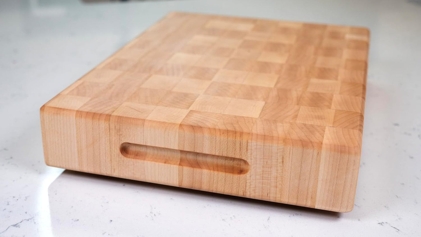 Maple End Grain Cutting Board, Handmade in USA, Premium Butcher Block, Small 12x9” (Gift-Ready, Sustainable)