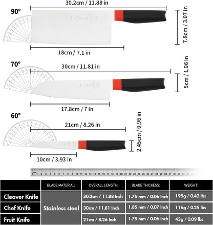 SHI BA ZI ZUO Meat Cleaver Set Chinese Style Patterns 7.09”&6.97" Chef Knife Stainless Steel Professional Kitchen Cleaver And Santoku Knife (Kitchen Knife Set 2 Pcs)