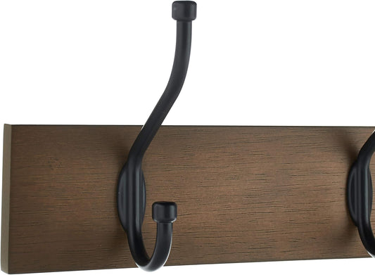 Amazon Basics Rectangular Farmhouse Wall-Mounted Coat Rack for Entryway and Bedroom, Storage Organizer, 5 Hooks, Barnwood | Farmhouse