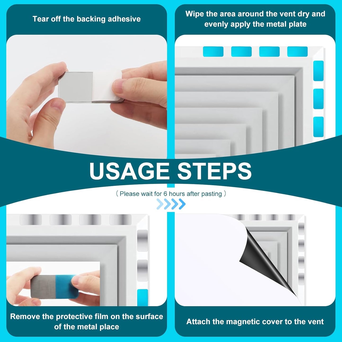28 Pcs Adhesive Metal Plates for Magnetic Mounts, 2.36x1.18 Inch Steel Strips with Strong Backing Glue, Create Magnetic Surface for Vents, Phone Docks, DIY Projects (Not Magnets)