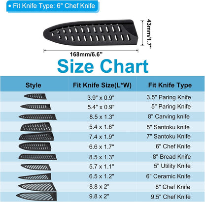 PATIKIL PP Safety Knife Cover Sleeves for 6" Chef Knife, 3 Pack Knives Edge Guard Blade Protector Universal Knife Sheath Portable for Kitchen, Black