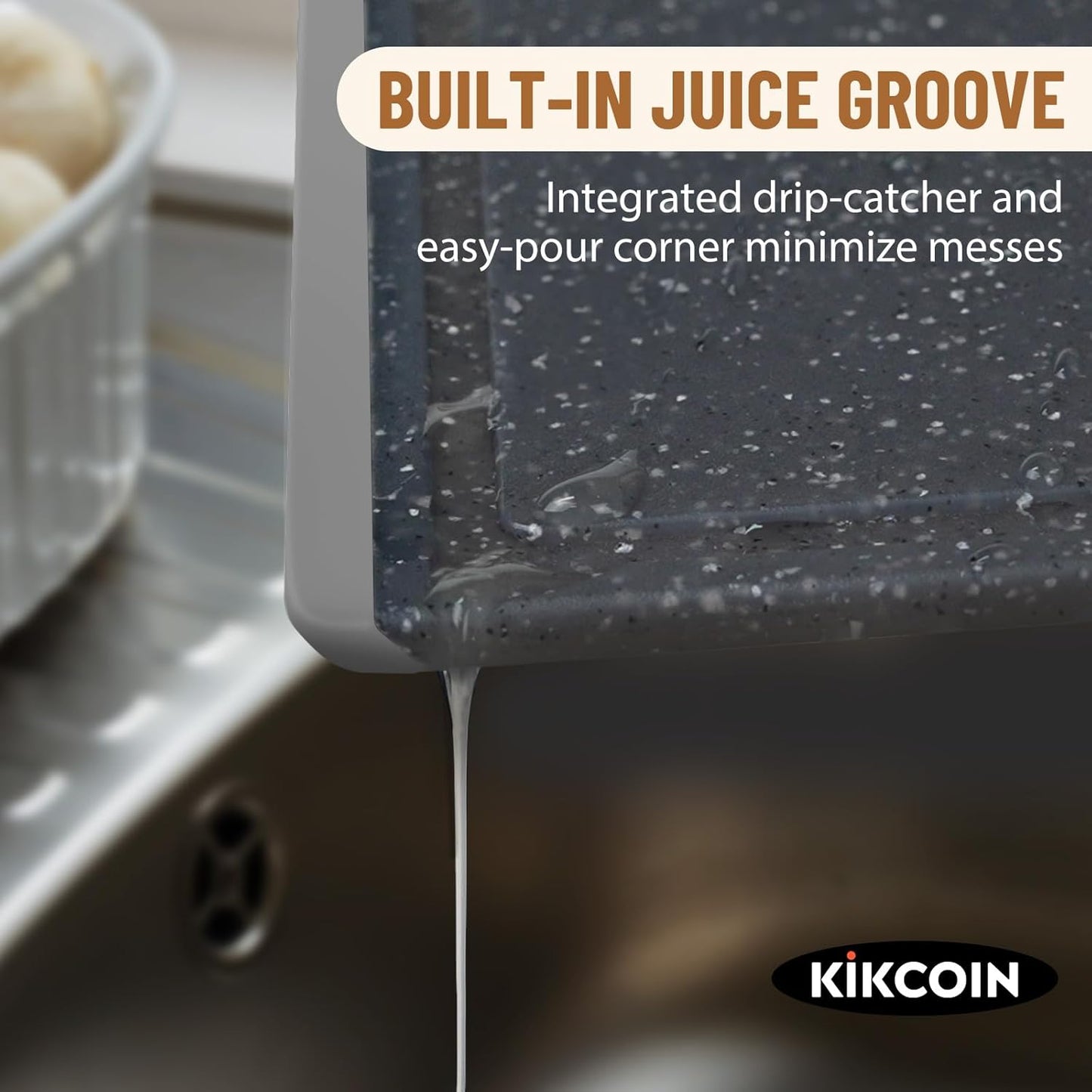 Plastic Cutting Boards for Kitchen, 3-Piece Large Cutting Board Set Dishwasher Safe Chopping Boards with Non-slip Feet and Juice Grooves, Kikcoin