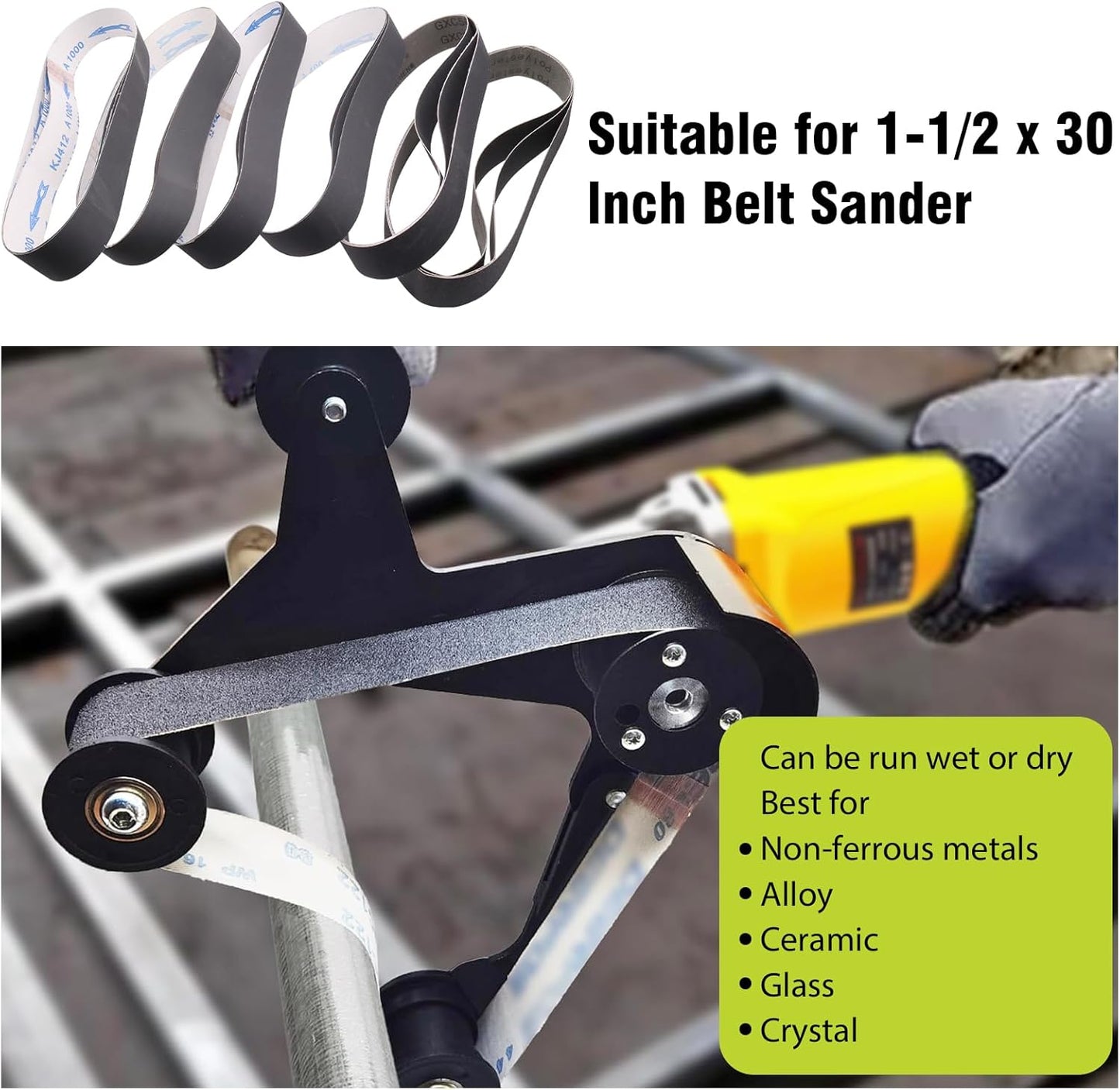 1x30 Inch Silicon Carbide Sanding Belts, 4 PCS Each of 80,120, 240, 400, 800,1000 Grits Knife Sharpening Belt Kits for 1 x 30 Inch Belt Sander, 24 Pack
