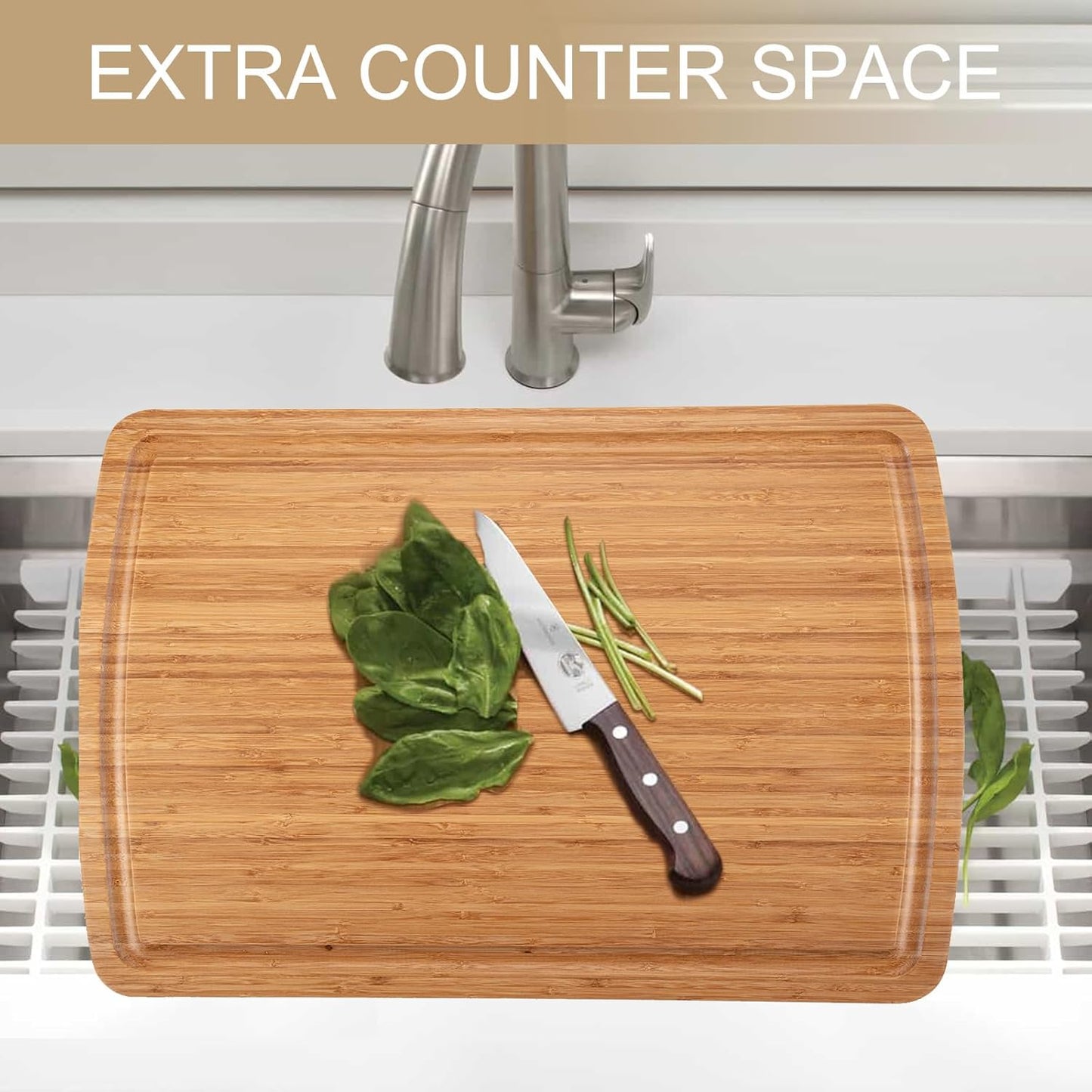 GAOMON 20 x 15 In Extra Large Acacia Wood Cutting Board, 1.5" Thick Kitchen Cutting Boards with Handle & Juice Groove, Butcher Block, Wooden Carving Board for Meat and Chopping Vegetables