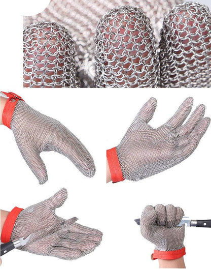 ThreeH Cut Resistant Gloves Stainless Steel 304L Wire Mesh for Cutting Slicing Chopping Meat Processing GL08 S(One piece)