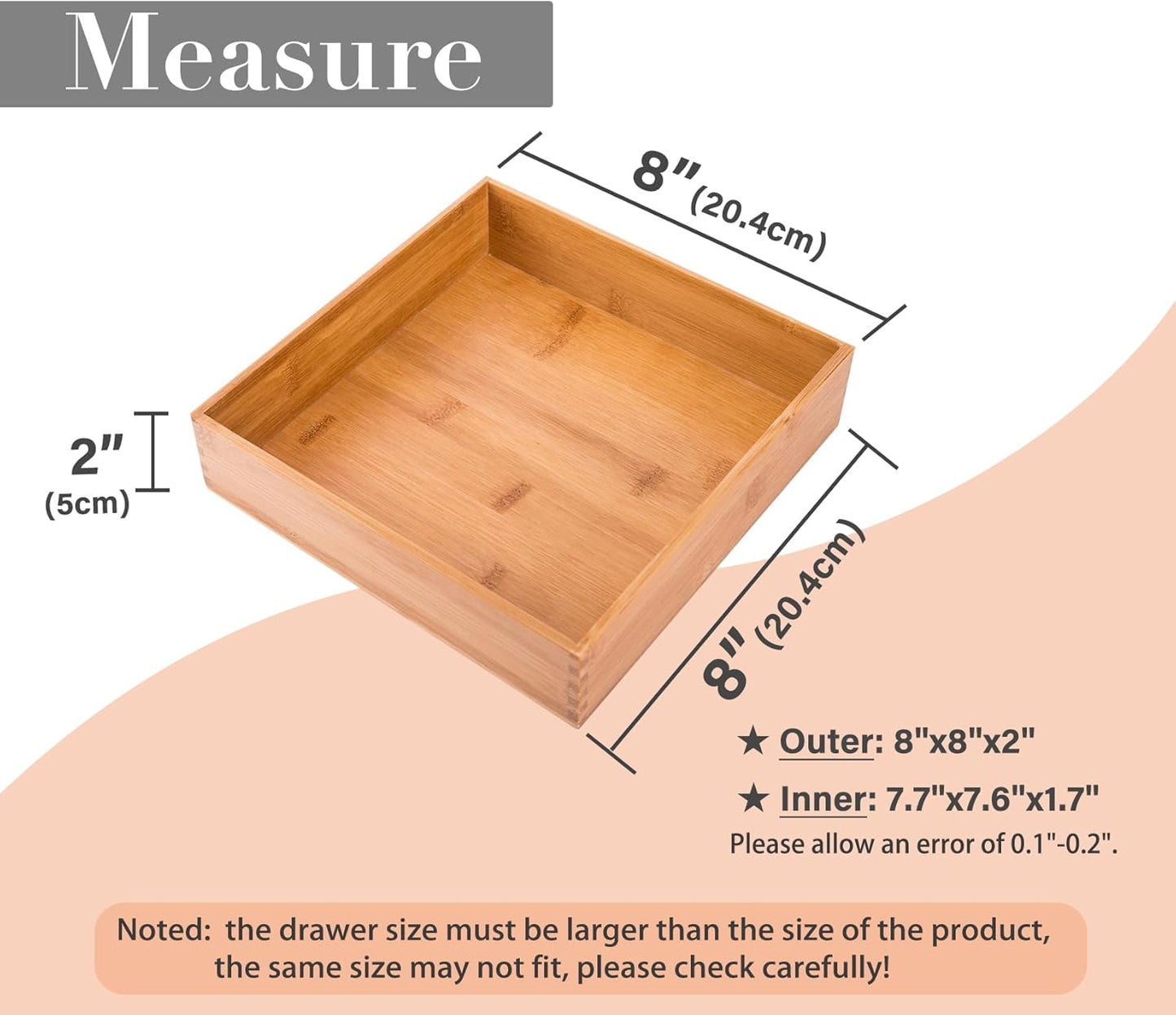 Bamboo Drawer Oragnizer Box, Kitchen Seasoning Organizer Tray, Tableware Knife Fork Organizer Box, Home Drawer Sorting Box, Bamboo 12"*4"