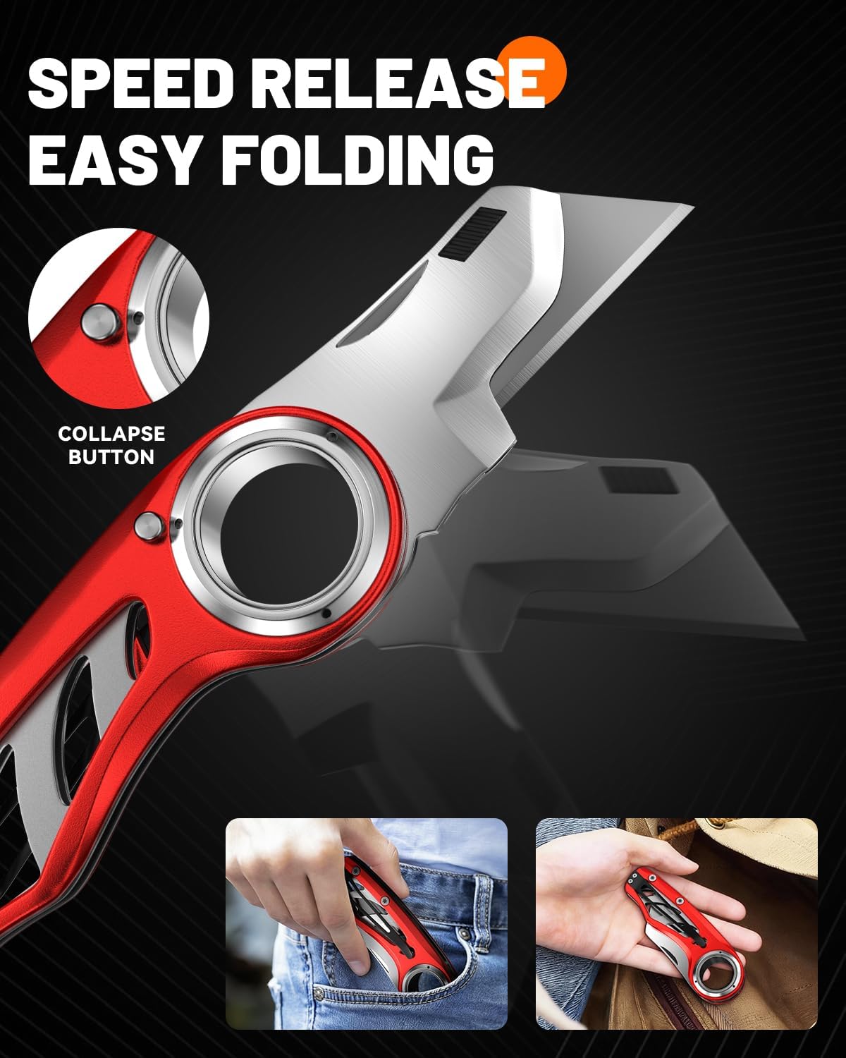 Folding Utility Knife Pocket Knife, Heavy-Duty Box Cutter with Anti Slip Finger Loop, Quick Change Blade Razor Knife, Box Cutters for Home, Office, Warehouse, Durable Razor Knife, Box Knife (Brown)
