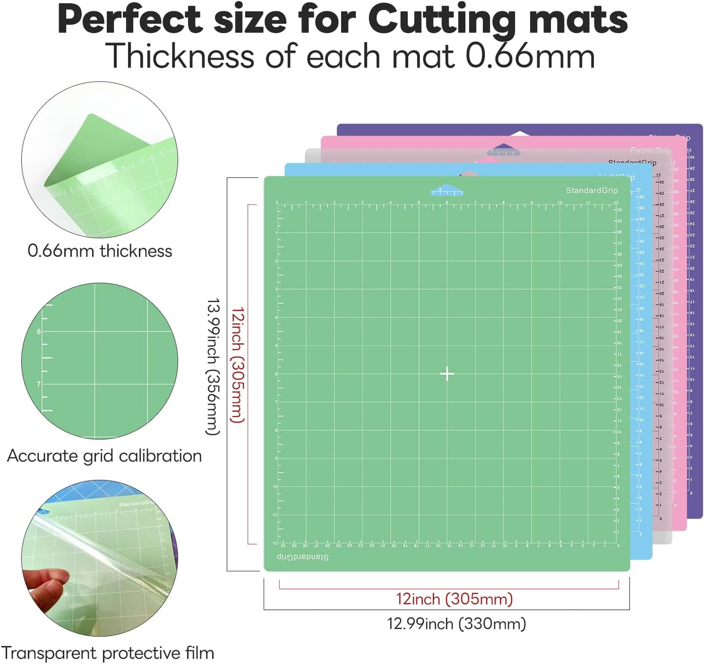 Cutting Mat for Cricut,12x12 inch 4 Pack Variety Cutting Mats LightGrip,Replacement Accessories for Cricut Maker 3/Maker/Explore 3/Air 2/Air/One