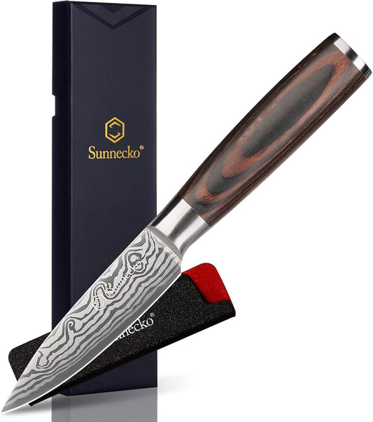 Sunnecko Boning Knife with Pakkawood Handle,6 inch High Carbon German Stainless Steel Fillet Knife for Meat and Poultry