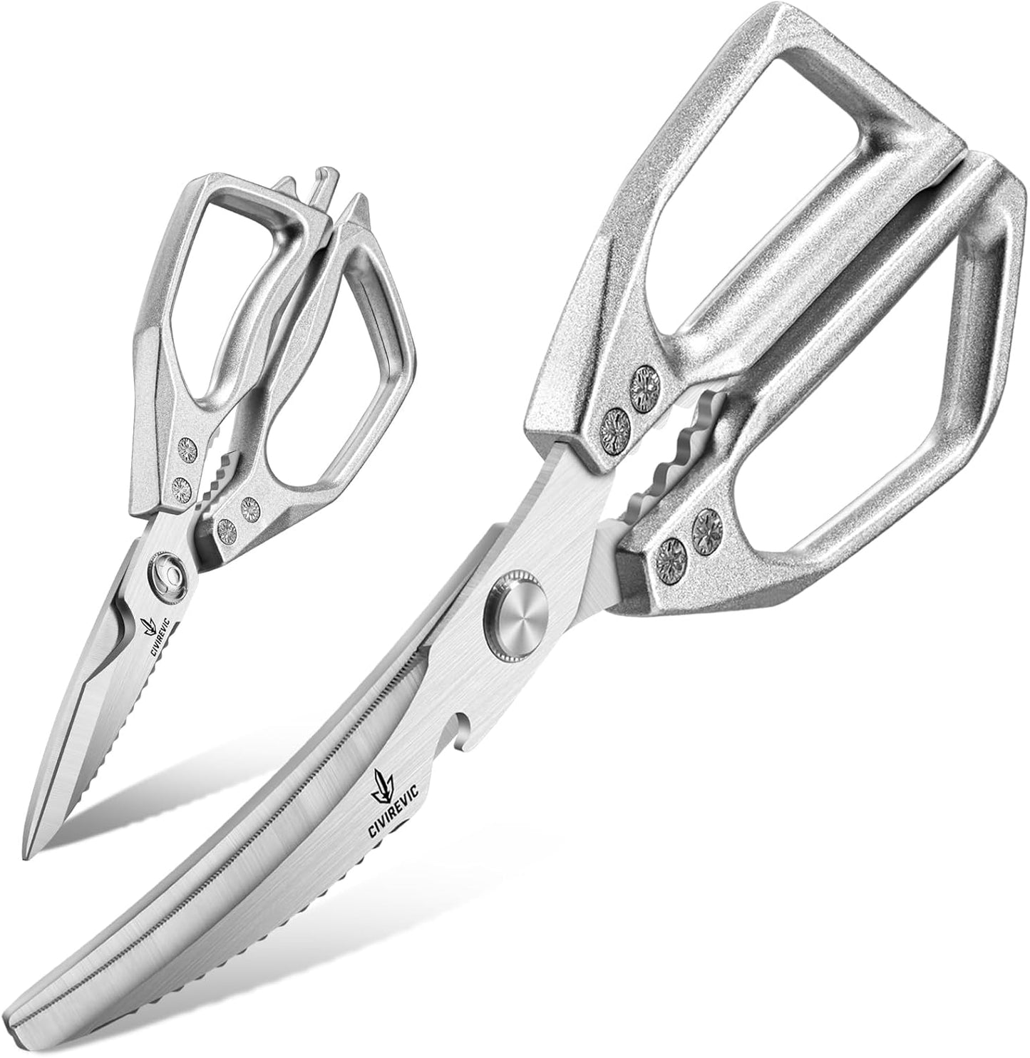 Heavy Duty Kitchen Scissors, Bone Cutting Poultry Shears, Stainless Steel Blade, Aluminum Alloy Non-Slip Handle, Multifunction Kitchen Shears for Meat, Chicken, BBQ, Food Prep