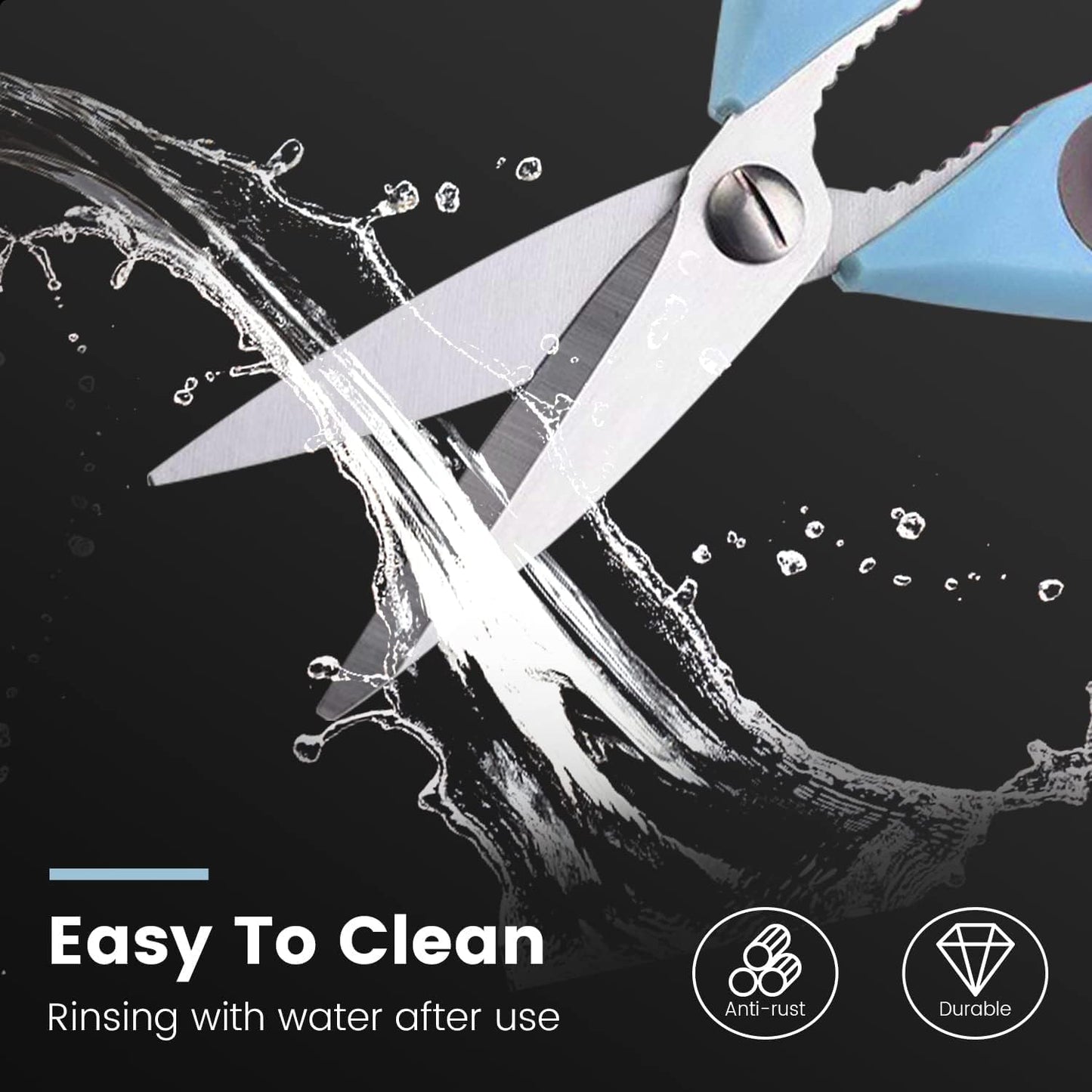 Kitchen Scissors All Purpose Heavy Duty, Kitchen Utensils Set, Stainless Steel Cooking Utensils Gadgets Meat Poultry Food Shears Dishwasher Safe Utility Tools Home (Orange, black and gray)