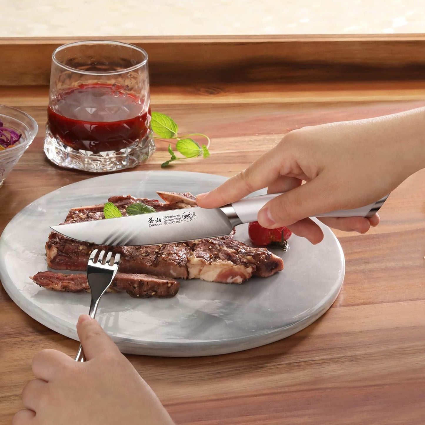 Cangshan ELBERT Series German Steel Forged 4-Piece Fine-Edge Steak Knife Set (Black)
