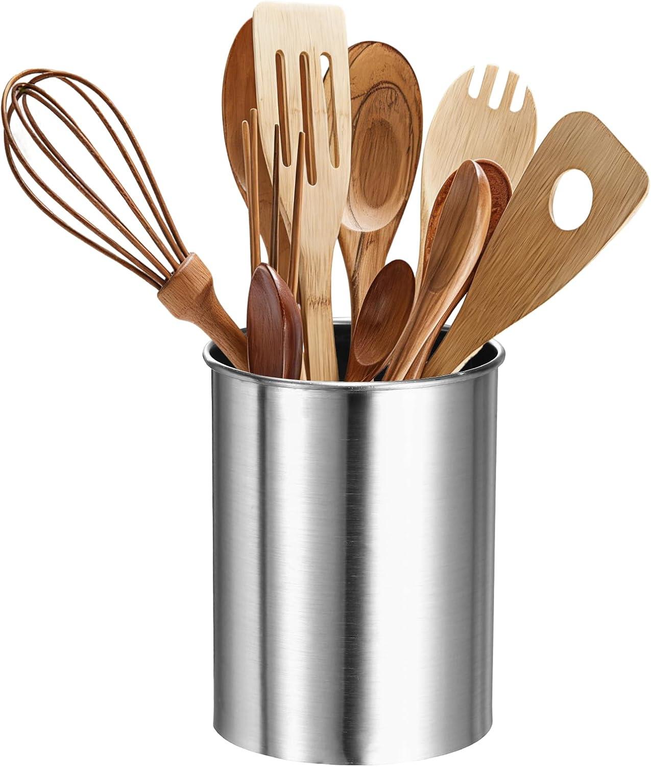 uxcell Kitchen Utensil Holder, 3.1x4.7 Stainless Steel Utensil Cutlery Holder Cooking Flatware Organizer for Kitchen Restaurant Countertop Fork, Straw, Knives, Spoon, Chopstick, Silver