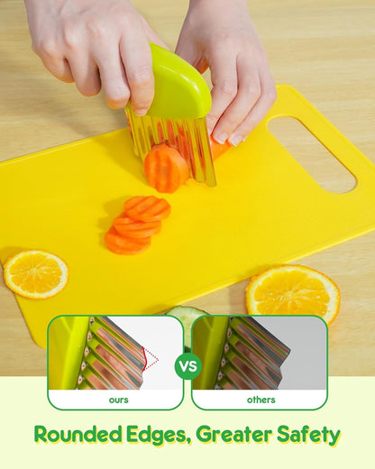 Kids Kitchen Knife Set, 15 Pcs BPA Free Montessori Kitchen Tools for Toddlers' Real Cooking, Include Knives, Crinkle and Sandwich Cutters, Peeler, Cutting Boards, Cleaning Tools for 3+ Birthday Gift