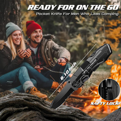Gifts for Men Him Dad Boyfriend,Multitool Pocket Knife for Men,Anniversary Christmas Gifts for Birthday,Hiking Camping Knife with Screwdrivers Pliers Bottle Opener