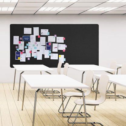 Lightomorrow Bulletin Board, 36 x 24 inches Felt Board - Decorative Pin Board, Cork Board Alternative for Wall, 3' x 2' Foldable Self-Adhesive Vision Board Prayer Board with 20 Pushpins - Black