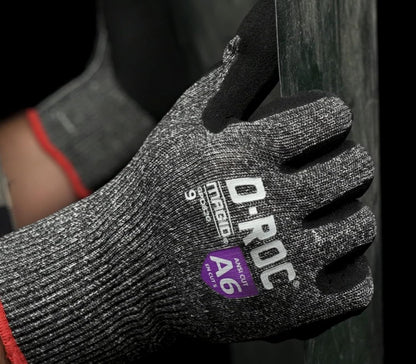 MAGID Touchscreen ANSI A6 Cut-Resistant Work Gloves, 1 Pair, 13-Gauge, Nitrile Coated, 6/XS,Dark Gray