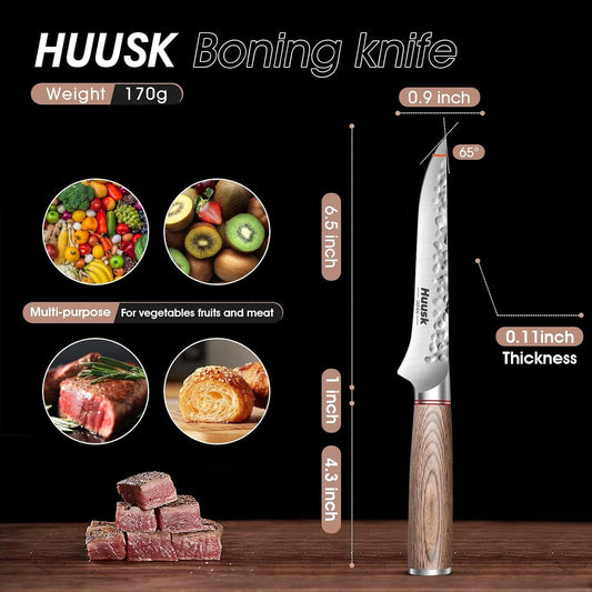 Huusk Japanese Chef Knife for Home & Kitchen - 8" Japanese Kiritsuke Knife for Sushi Fish Meat, Ultra Sharp Cooking Knifes, High Carbon Stainless Steel & Pakkawood Handle, Gift Idea for Men Women