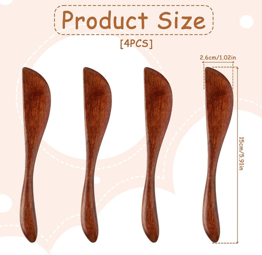Molain 6Pcs Wooden Butter Knife, 5.9 Inch Jelly Cheese Spreaders Jam Sandwich Spreaders Cream Spreader Mini Wooden Spatulas Condiment Knives for Kitchen Restaurant(6Pcs)