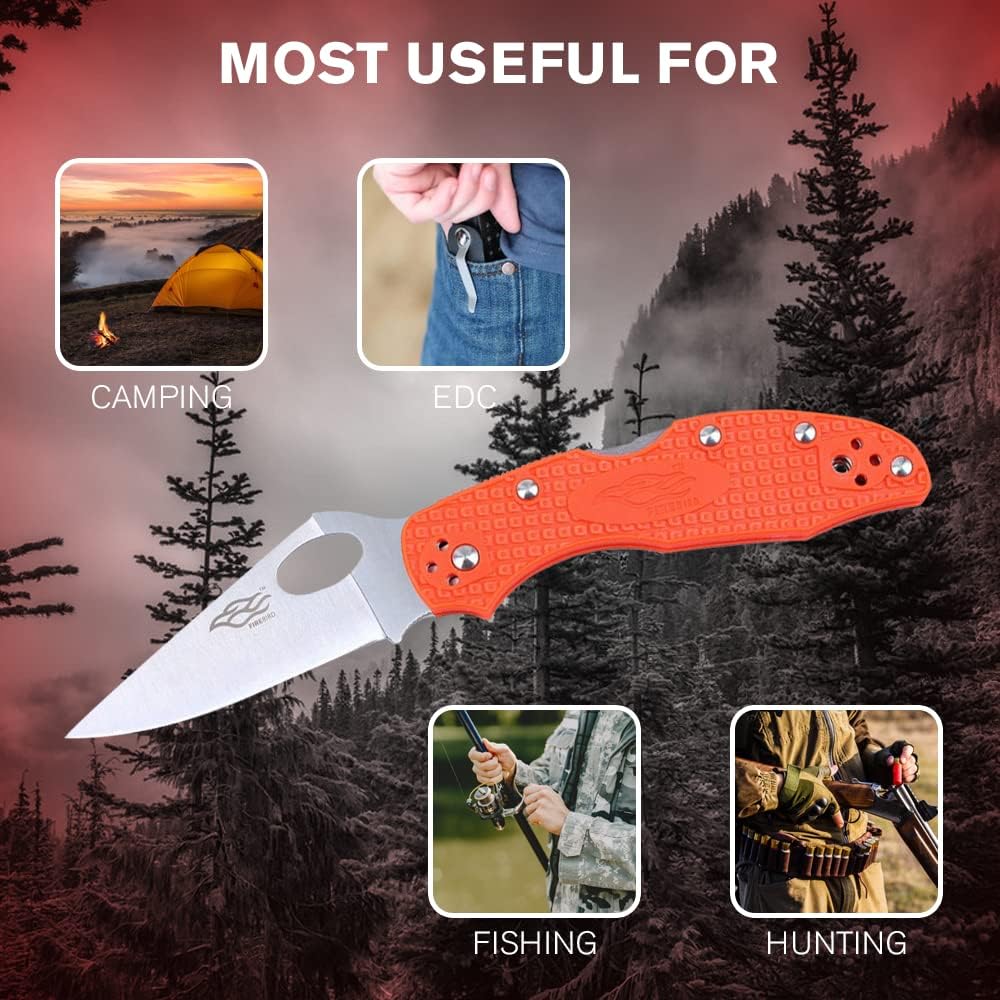 Firebird GANZO F759MS-BL Folding Pocket Knife 440C Stainless Steel Serrated Blade Anti-Slip Handle with Clip Fishing Camping EDC Utility Pocket Knife (Blue)