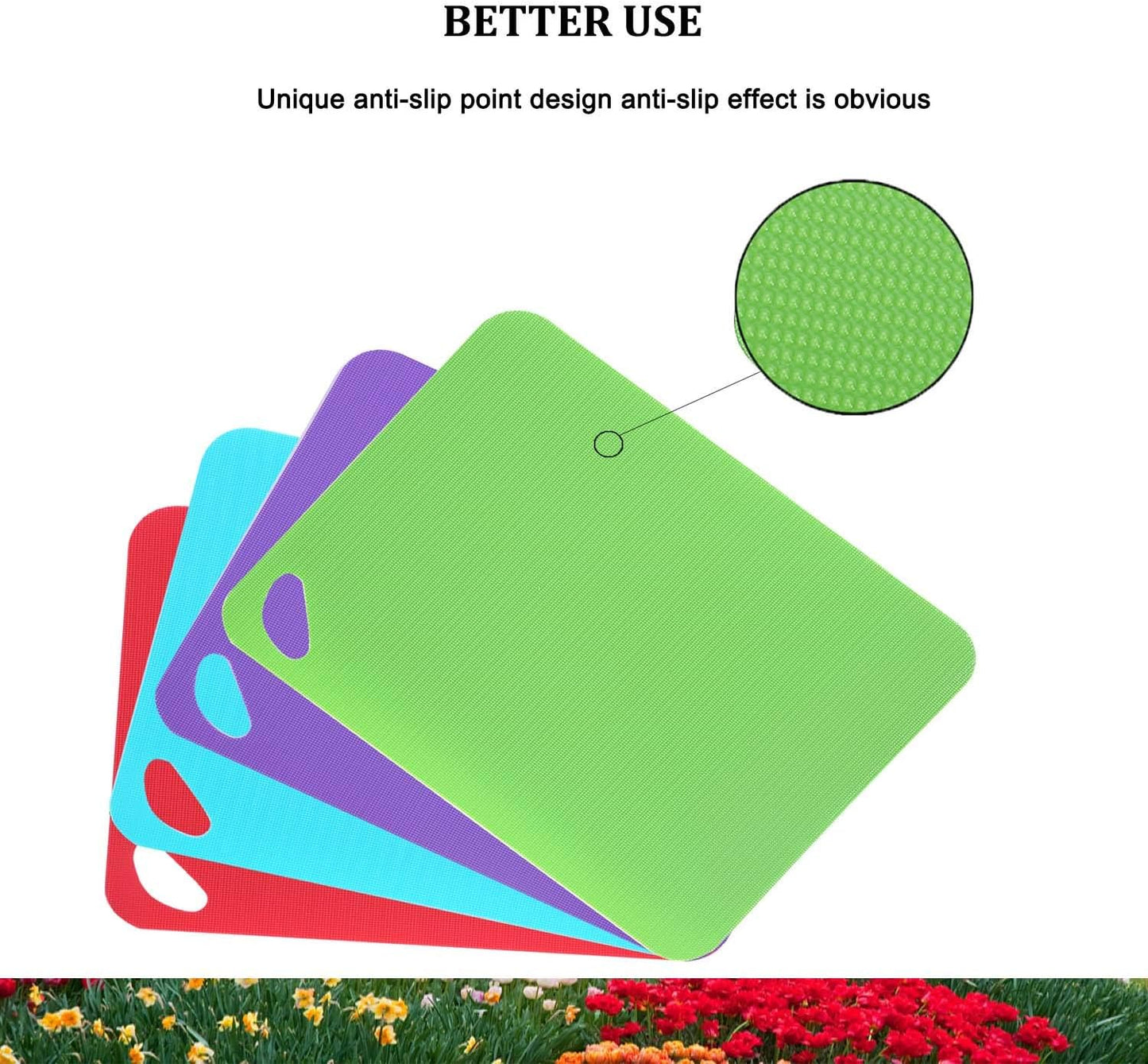 Heavy Duty Grip Flexible Cutting Board, NSF Plasitc Cutting Board Mats Set Better Use for Kitchen RV Bar BBQ, Thicker Chopping Board (1.2mm), BPA Free (Multi-color: Set of 6)