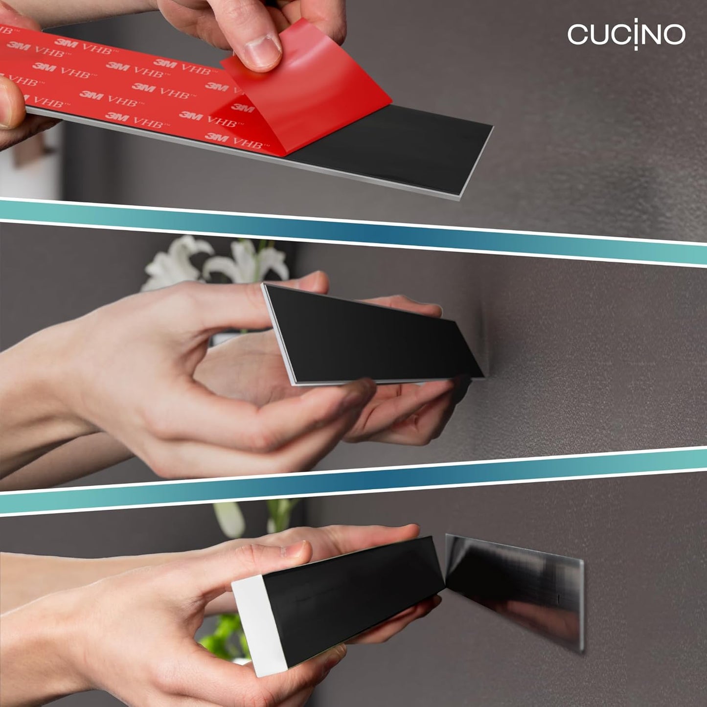 CUCINO Magnetic Knife Holder for Wall 16" - No Drilling incl. Self Adhesive Tape - Extra strong Magnet - Awarded Strip - Made of Stainless Steel